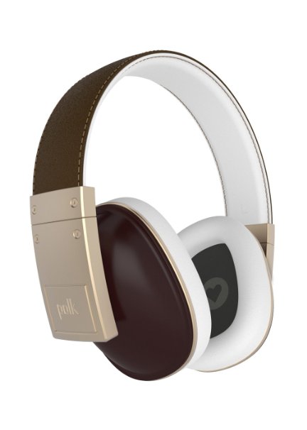 Polk Audio Buckle Headphones - Brown/Gold - with 3 button control and microphone