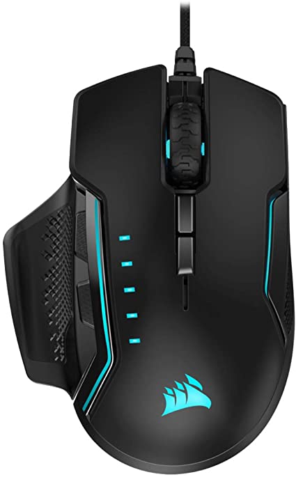 Corsair Glaive PRO RGB, Optical Gaming Mouse (18,000 DPI Optical Sensor, Interchangeable Grips, 3-Zone RGB Multi-Colour Backlighting, 7 Programmable Buttons), Aluminum