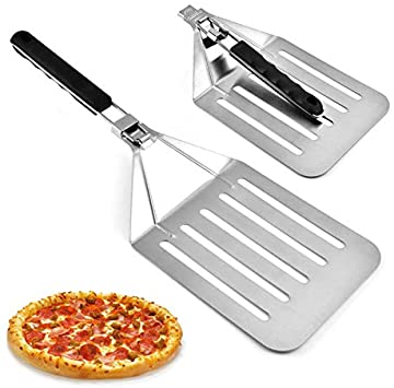 Stainless Steel Pizza Peel With Folding Handle, Cake Lifter Transfer Tray for Baking Homemade Pizza, Bread, Cake, Pie.Easy Storage Pizza Paddle for Baking Bread