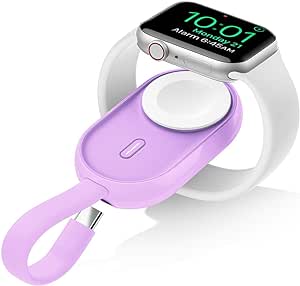 VEGER Portable Wireless Charger for Apple Watch, 1200mAh Watch Battery Pack with Input Cable, Travel Magnetic iWatch Charger Compatible with Apple Watch 9/8/7/6/5/4/3/2/1/SE/Ultra-Purple