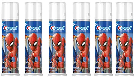 Crest Kid's Cavity Protection Toothpaste Pump Featuring Marvel's Spiderman, Blue Bubblegum, 4.2 Oz, Ages 3  (Pack of 6)