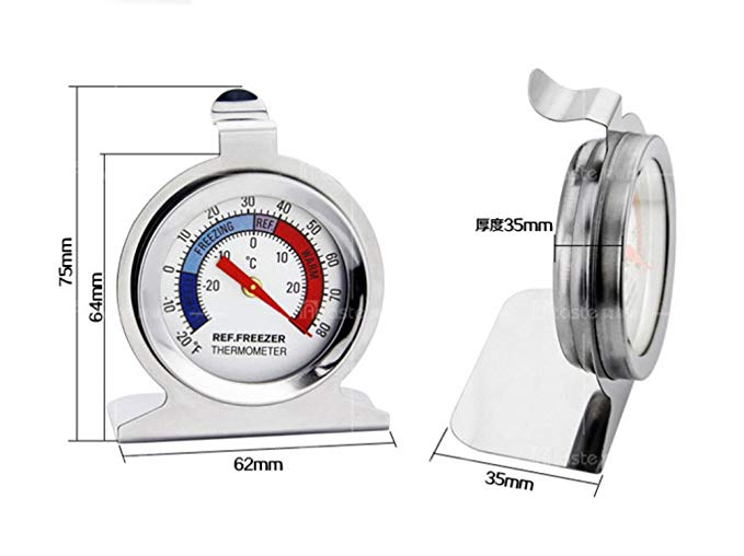 Rubbermaid Commercial Refrigerator/Freezer Thermometer, Stainless Steel