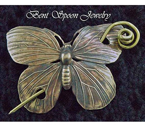 Butterfly Shawl Pin, Textured Brass Butterfly Shawl Pin, Scarf Pin