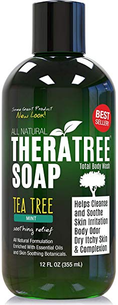 Antifungal Soap with Tea Tree Oil & Neem. Helps Treat Athletes Foot, Ringworm, Jock Itch, Nail Fungus, Acne. 350ml Therapeutic Foot & Body Wash. 100% Natural Care & Defence Against Skin Irritation.