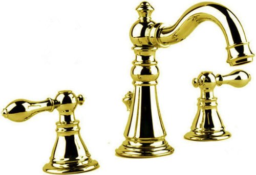 Derengge F-8303-PB Gold Finish 8" Widespread Two-Handle Bathroom Faucet with Brass Pop up Drain Assembly,cUPC NSF AB1953 Lead Free Polished Brass