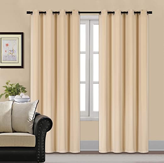 HCILY Blackout Velvet Curtains Navy 84 INCH Thermal Insulated for Bedroom 2 Panels (Taupe, W52 X L84)