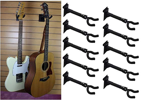 BlueDot Trading ten-long-guitar Adjustable Guitar and String Instrument Hanger Mount, Pack of 10