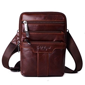 Sunmig Men's Vintage Genuine Leather Shoulder Bag Messenger Bags