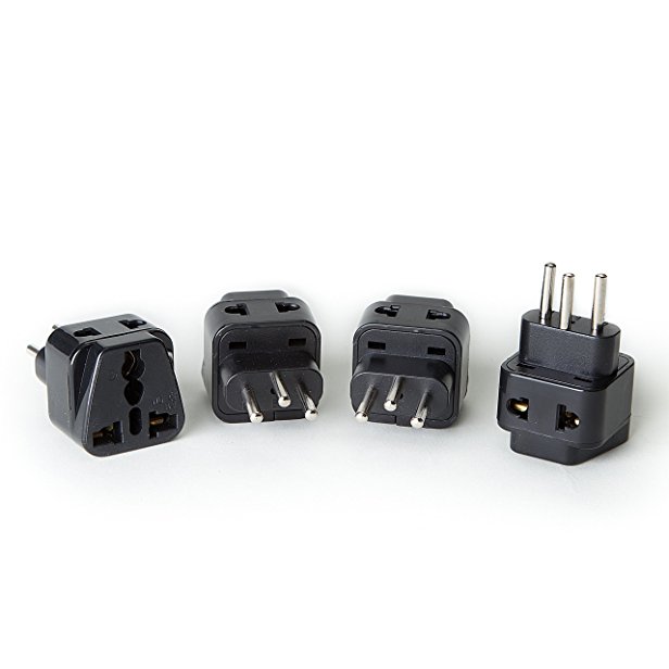 OREI 2 in 1 USA to Switzerland Adapter Plug (Type J) - 4 Pack, Black