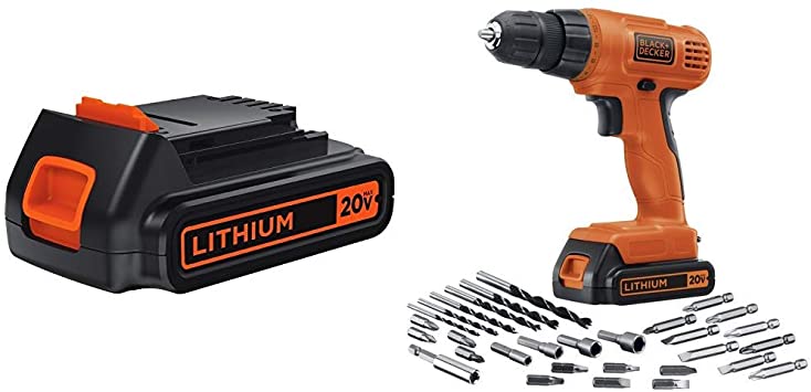 BLACK DECKER LBXR20 20-Volt MAX Extended Run Time Lithium-Ion Cordless To with BLACK DECKER LD120VA 20-Volt Max Lithium Drill/Driver with 30 Accessories