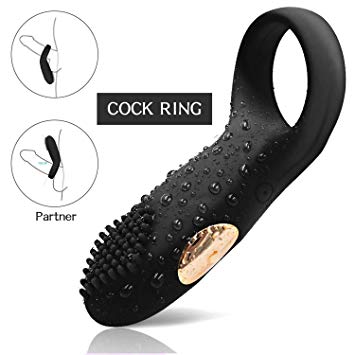 Cock Ring Vibrating Penis Ring Waterproof Rechargeable Couple Vibrator with 12-Speed Vibrations, Full Silicone Powerful Clitoris Stimulator Vibrators Adult Sex Toy by MELO (Black)