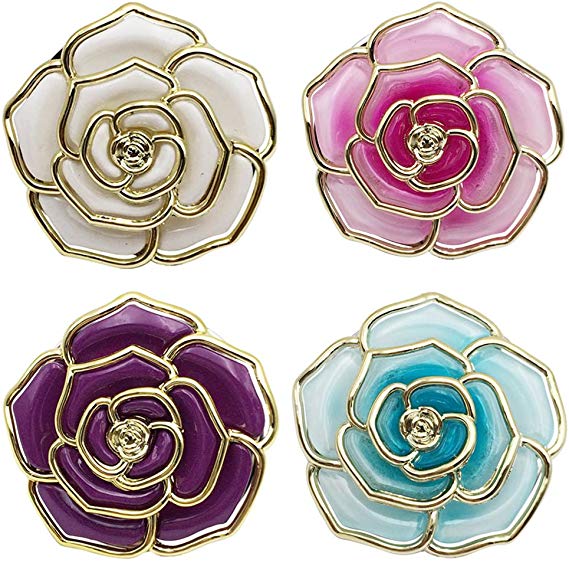 Handbag Hanger,FOME Set of 4 Foldable Purse Hook Purse Table Hook Holder Rose Flower Shape Bag Hanger Hook 1.77x3.54in Mixed Color