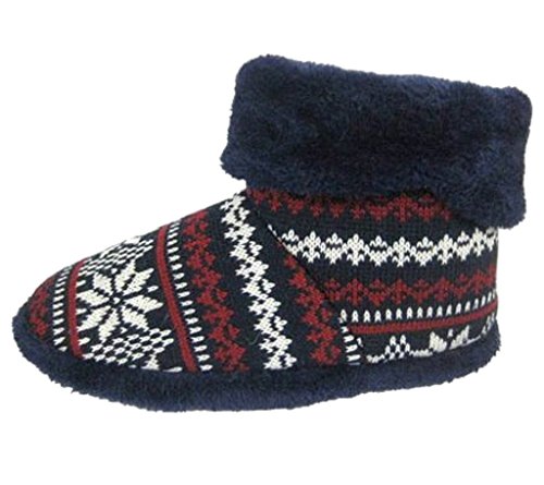 Dunlop Men's Snugg Warm Fairisle Print Design Slipper Boot