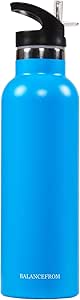 Signature Fitness Double-Wall Vacuum Insulated Stainless Steel Water Bottle, 3 Caps Included, Multiple Colors and Sizes