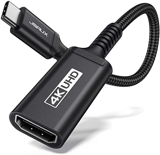 USB C to HDMI Adapter, JSAUX 4K USB Type-C to HDMI Female Adapter [Thunderbolt 3 Compatible] for Samsung Galaxy S21 S20 Ultra Note 20 10 9 8 S10 S9 S8 Plus, Dell XPS 15-Black