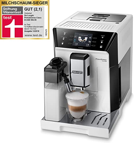 DeLonghi ECAM 556.55.W coffee maker Freestanding Combi coffee maker White 2 L Fully-auto - DeLonghi ECAM 556.55.W, Freestanding, Combi coffee maker, 2 L, Built-in grinder, 1450 W, White