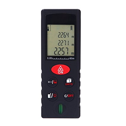 Tsing Laser Distance Meter 60m, Portable Handle Digital Laser Measure Tool Range Finder with Bubble Level and LCD Backlit Display