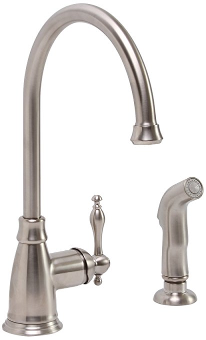 Premier Faucet 119259 Premier Wellington Lead-Free Single-Handle Kitchen Faucet with Matching Side Spray, PVD Brushed Nickel