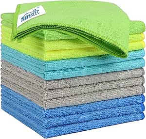 HOMEXCEL Microfiber Cleaning Cloths 12 Pack, 12.5 x 12.5 Inch Microfiber Towel for Cars, Ultra Absorbent Cleaning Rags, Lint Free Cleaning Towels for Household, Kitchen, Window, and Car, Multicolor