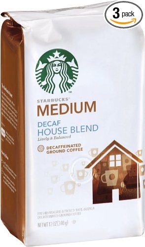 Starbucks Decaf House Blend Ground Coffee, 12 Ounce (Pack of 3)