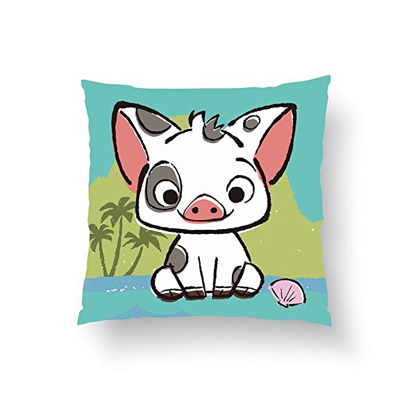 Zippered Pillow Covers Pillowcases 18x18 Inch Moana | Pua The Pot Bellied Pig Pillow Cases Cushion Cover for Home Sofa Bedding