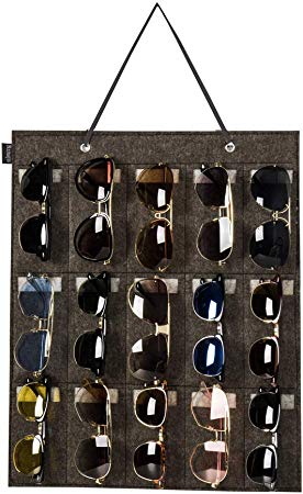 RZMAYIS Sunglasses Organizer Storage Wall Mounted Hanging Sunglasses Organiser 15 Slots Glasses Storage Organizer Holder(Dark-Grey)