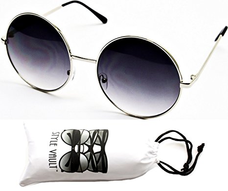 V129-vp Round Oversize Lens Metal Sunglasses