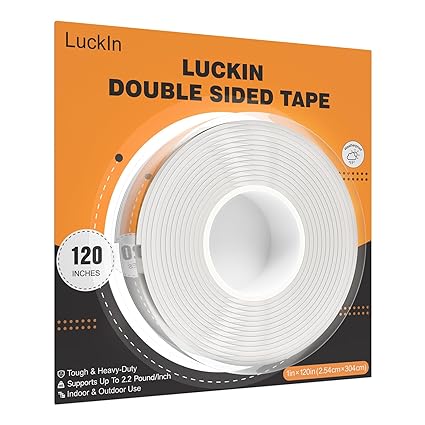 LuckIn Double Sided Tape Heavy Duty for Walls, Extra Large Double Stick Tape 1×120 inch, Clear Nano Mounting Tape, Adhesive Tape, Multipurpose Wall Tape for Hanging Picture, Poster, Carpet, 10FT
