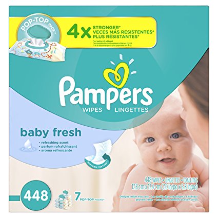 Pampers Baby Fresh Water Baby Wipes 7X Pop-Top Packs, 448 Count