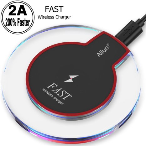 Fast Wireless charger,by Ailun,Ultra-Slim&Protable,Slip-Proof Pad,Universal for All Qi-Enabled Devices,Galaxy S7/S7Edge,S6/S6Edge/S6 Active,Note5,Nexus7/6/5/4,Nokia,HTC,Motorola,LG,SONY[Crystal Clear]