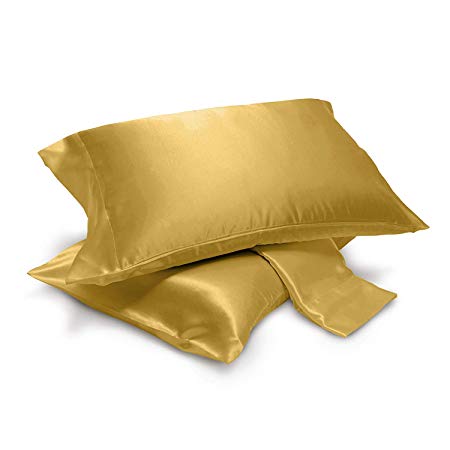 2-Piece Silky Satin Pillowcases, Standard/Queen Size 20" X 30" - Bronze