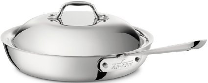 All-Clad 41117 Stainless Steel Tri-Ply Bonded Dishwasher Safe French Skillet with Domed Lid  Cookware 11-Inch Silver