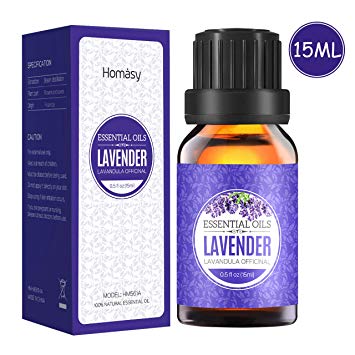 Homasy Lavender Essential Oil 15ml, 100% Pure Natural Essential Oils, Undiluted & Organic Aromatherapy Essential Oil, Scented Oils for Diffuser, Humidifier, Relax, Massage Blend, Perfect Gifts