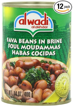Al Wadi Foul Moudammas - Fava Beans in Brine 14-Ounce Pack of 12