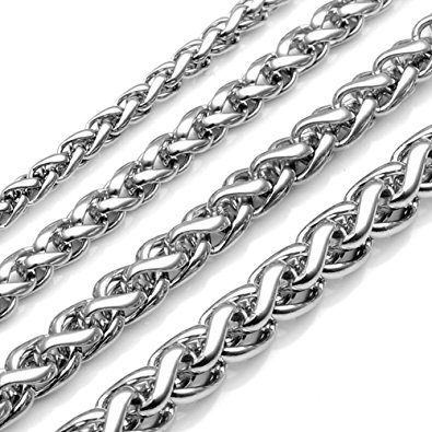 Zysta Stainless Steel Wheat Chain Link Necklace 20 Inches (3-6MM Available)