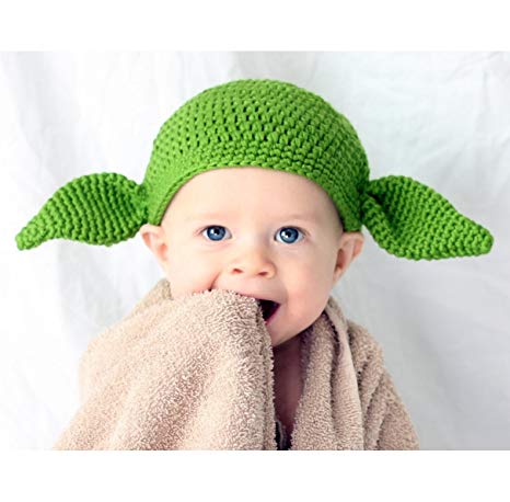 Milk Protein Cotton Yarn Handmade Star Wars Baby Yoda hat Green Goblin hat with Ears - Multiple