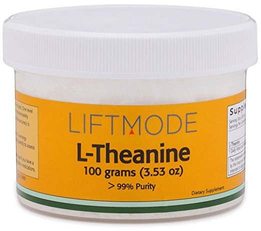 LiftMode L-Theanine 99+% Pure Bulk Powder - 100 Grams (500 Servings at 200 mg) | #Top Amino Acid Supplement | For Focus, Stress Relief, Weight Loss, Pre Workout |Vegetarian, Vegan, Non-GMO