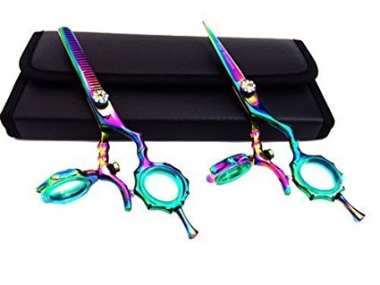 star scissors Thumb Swivel Professional Hairdressing Thinning Hair Cutting Scissors Shears Set Japanese Steel Plus Free Case, 5.5" L