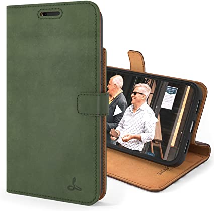 Snakehive Vintage Wallet for Apple iPhone 13 Pro Max || Real Leather Wallet Phone Case || Genuine Leather with Viewing Stand & 3 Card Holder || Flip Folio Cover with Card Slot (Dark Green)