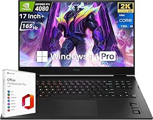 HP OMEN 2024 17 Gaming Laptop, 17.3" QHD IPS 165Hz, 13th Gen Intel i9-13900HX(24-Core), GeForce RTX 4080, 64GB DDR5, 2TB SSD, Backlit KB, Wi-Fi 6E, Windows 11 Pro   Microsoft Office Lifetime License