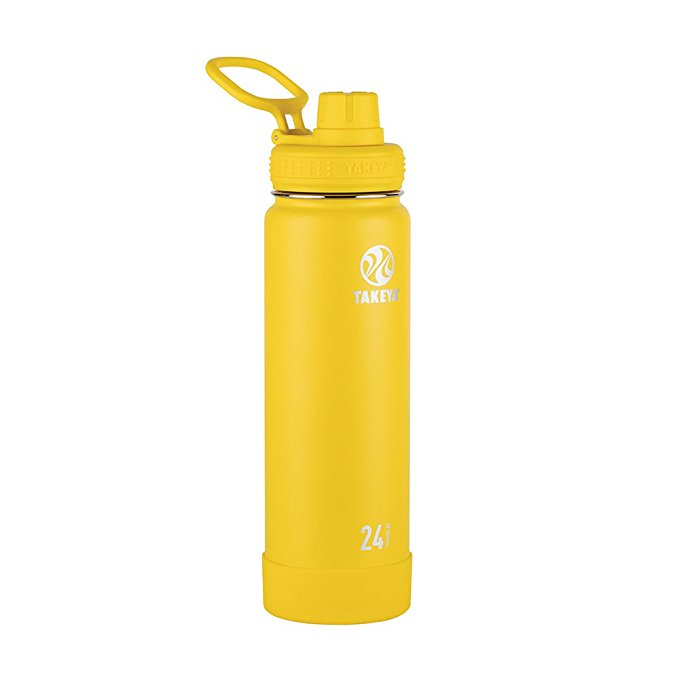 Takeya Actives Insulated Stainless Water Bottle with Insulated Spout Lid, 24oz, Solar