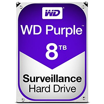 WD Purple 8TB Surveillance Hard Disk Drive - 5400 RPM Class SATA 6 Gb/s 128MB Cache 3.5 Inch - WD80PUZX