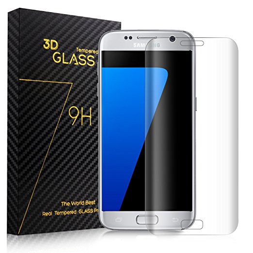 SURWELL Samsung Galaxy S7 Edge Tempered Glass Screen Protector,Ultra Thin 0.26mm Scratch Resistant, Full Coverage, Ultra HD Clear, Anti-Scratch, Bubble Free, Includes Microfiber Cloth, Alcohol prep pad