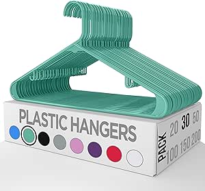 Utopia Home Plastic Hangers 30 Pack - Clothes Hanger with Hooks - Durable & Space Saving Coat Hanger - Heavy Duty Aqua Hangers - Skirt Hangers