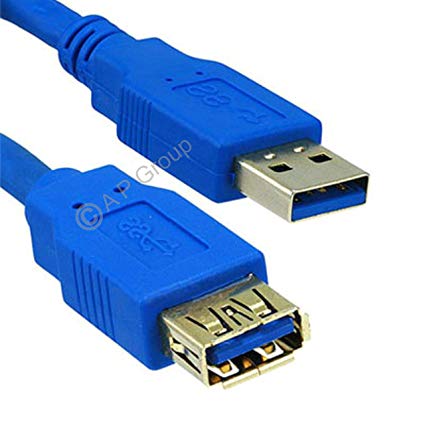 rhinocables® USB 3.0 SuperSpeed Data Extension Cable USB A Male to A Female Extender Black or Blue 2m, 3m and 5m lengths (2m, Blue)