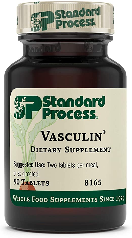 Standard Process Vasculin - Whole Food Heart Health and Antioxidant with Thiamine, Vitamin B6, Niacin, Calcium, Vitamin C, Vitamin E, and Vitamin B12-90 Tablets