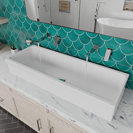 ALFI brand AB48TR Bathroom Trough Sink, 48", White