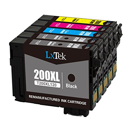 LxTek Remanufactured Ink Cartridge Replacement Set For Epson 200 200XL (2 Black|1 Cyan|1 Magenta|1 Yellow) 5 Pack Compatible With XP-200 XP-300 XP-310 XP-400 XP-410 WorkForce WF-2520 WF-2540 WF-2530