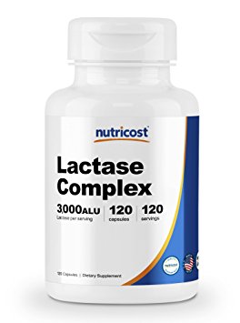 Nutricost Lactase Enzyme Complex 3,000 FCC ALU, 120 Veggie Capsules - Non-GMO, Gluten Free, 120 Servings