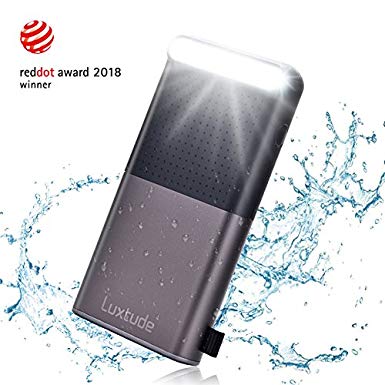 Luxtude 20000mAh Waterproof Portable Charger, Built-in Strong LED Camping Light Power Bank, Dual USB 4.8A [Shock/Dust Proof] Outdoor External Batteries Compatible iPhone, iPad, Samsung Galaxy - Black